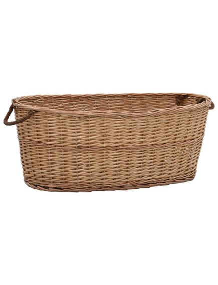 Coș lemne foc cu mânere de transport natural 88x57x34 cm salcie