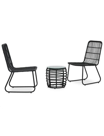 Set mobilier de bistro, 3 piese, negru, poliratan