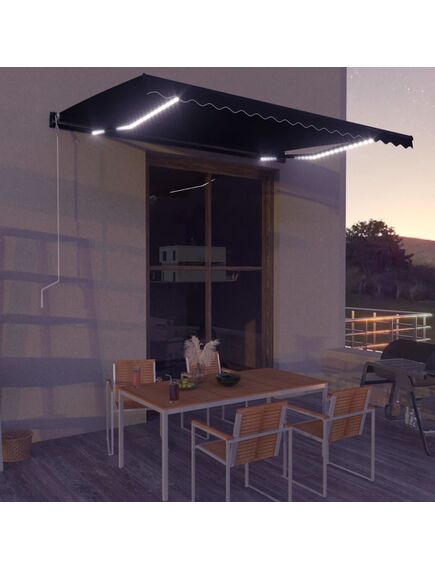 Copertină retractabilă manual cu led, antracit, 450 x 300 cm