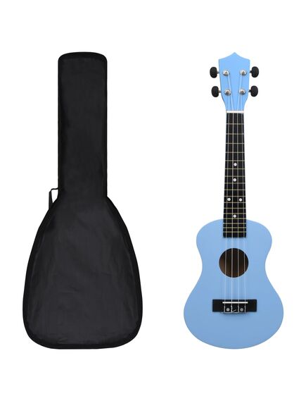 Set ukulele soprano pentru copii, cu husă, bleu, 23"