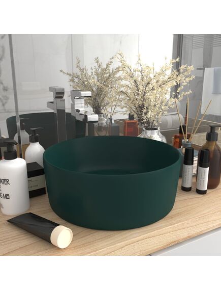 Chiuvetă baie lux verde închis mat 40x15 cm ceramică rotund