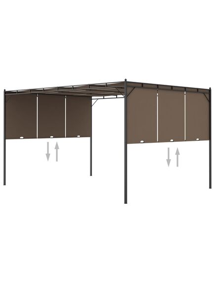 Pavilion de grădină cu perdea laterală, gri taupe, 4x3x2,25 m