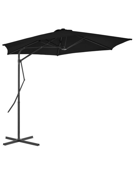 Umbrelă de exterior cu stâlp din oțel, negru, 300x230 cm