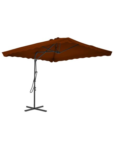 Umbrelă de exterior cu stâlp din oțel, teracota, 250x250x230 cm