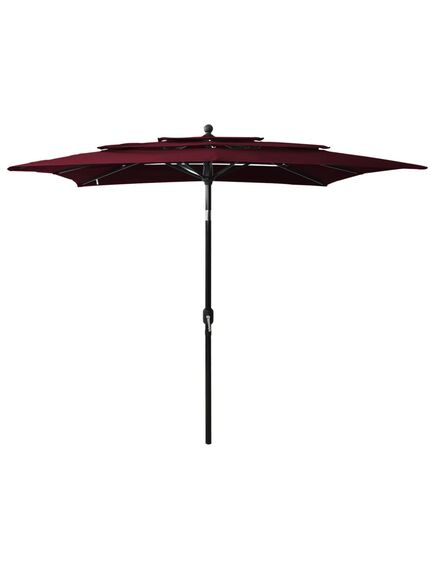 Umbrelă de soare 3 niveluri stâlp aluminiu roșu bordo 2,5x2,5 m