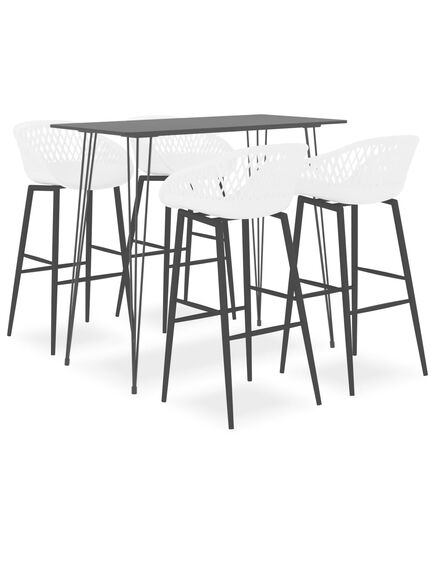 Set mobilier de bar, 5 piese, negru și alb