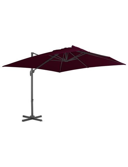 Umbrelă în consolă cu stâlp de aluminiu, roșu bordo, 300x300 cm