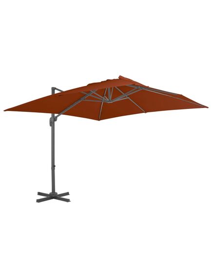 Umbrelă în consolă cu stâlp din aluminiu, cărămiziu, 300x300 cm