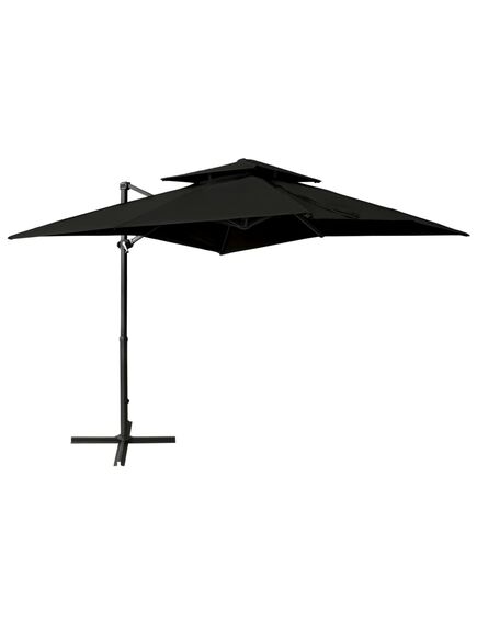 Umbrelă suspendată cu înveliș dublu, negru, 250x250 cm