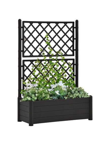 Jardinieră de grădină cu spalier, antracit, 100x43x142, pp