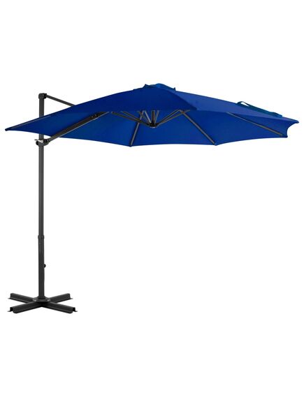 Umbrelă suspendată cu stâlp aluminiu, albastru azuriu, 300 cm