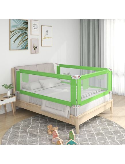 Balustradă de protecție pat copii, verde, 160x25 cm, textil