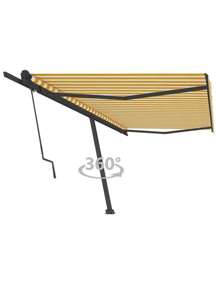 Copertină autonomă retractabilă automat galben&alb 500x350 cm