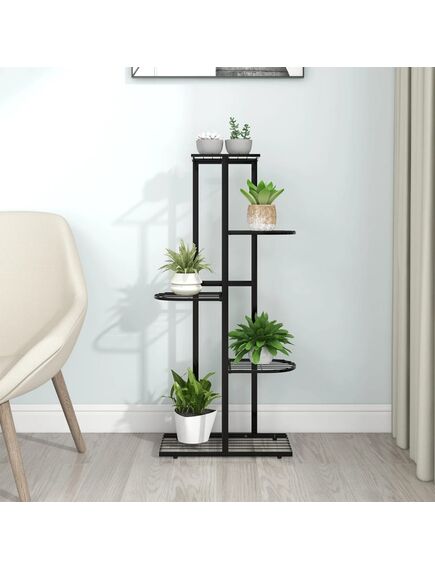 Suport pentru flori cu 5 niveluri, negru, 43x22x98 cm, metal