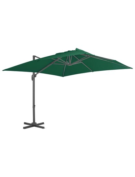 Umbrelă în consolă cu stâlp din aluminiu, verde, 300x300 cm