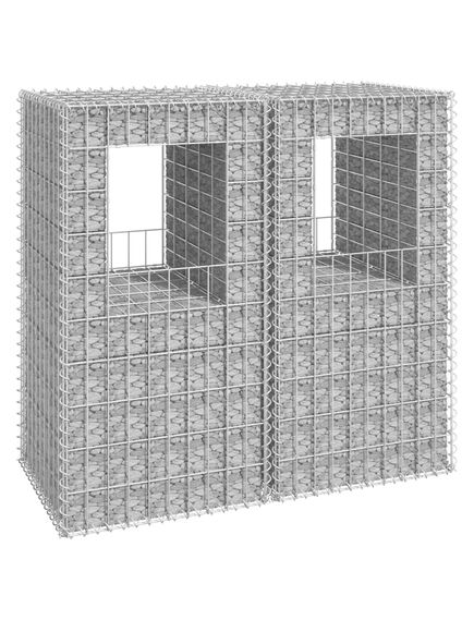 Stâlpi tip coș gabion, 2 buc., 50x50x100 cm, fier