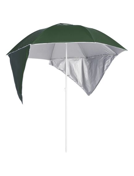 Umbrelă de plajă cu pereți laterali verde 215 cm