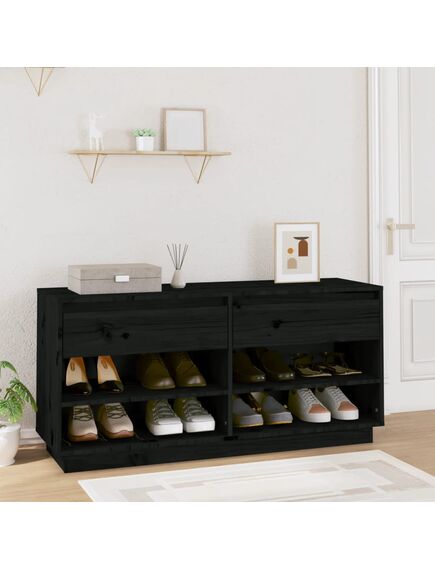 Pantofar, negru, 110x34x52 cm, lemn masiv de pin