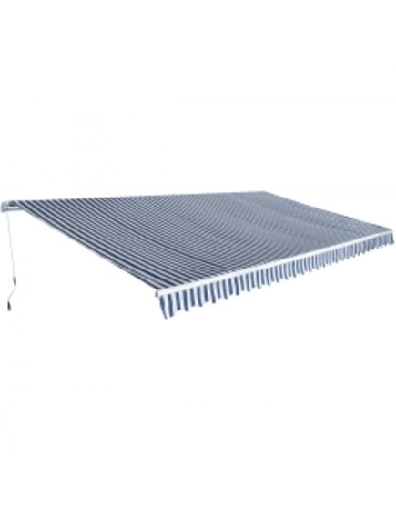 Copertină pliabilă acționată manual, albastru/alb, 600 cm