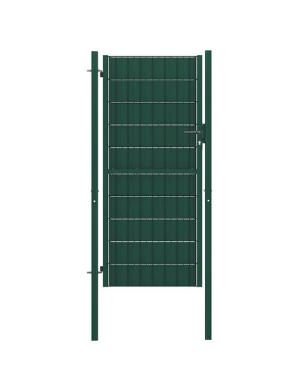 Poartă de gard, verde, 100x124 cm, pvc și oțel