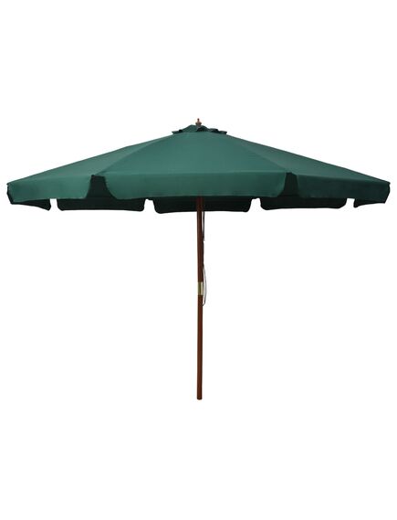 Umbrelă de soare de exterior, stâlp din lemn, verde, 330 cm