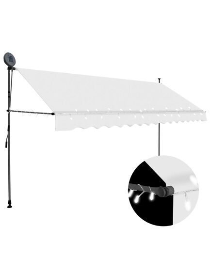 Copertină retractabilă manual cu led, crem, 400 cm