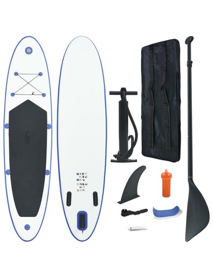 Set placă stand up paddle sup surf gonflabilă, albastru și alb