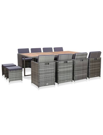 Set mobilier de exterior 13 piese antracit poliratan și acacia