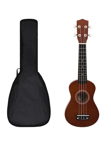 Set ukulele soprano, cu husă, pentru copii, natural, 21"