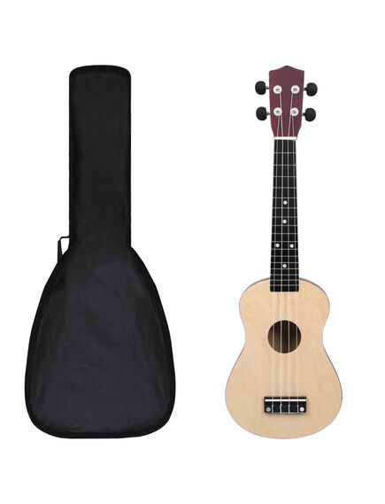 Set ukulele soprano pentru copii, cu husă, natural, 23"