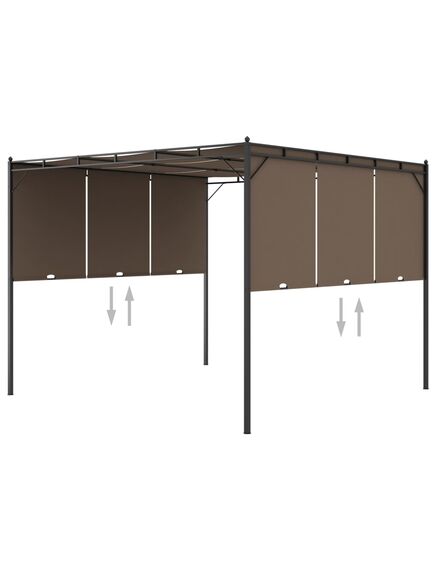 Pavilion de grădină cu perdea laterală, gri taupe, 3x3x2,25 m