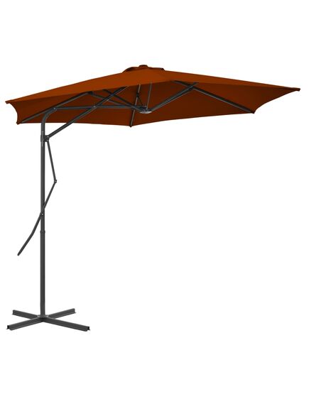 Umbrelă de exterior cu stâlp din oțel, teracota, 300x230 cm