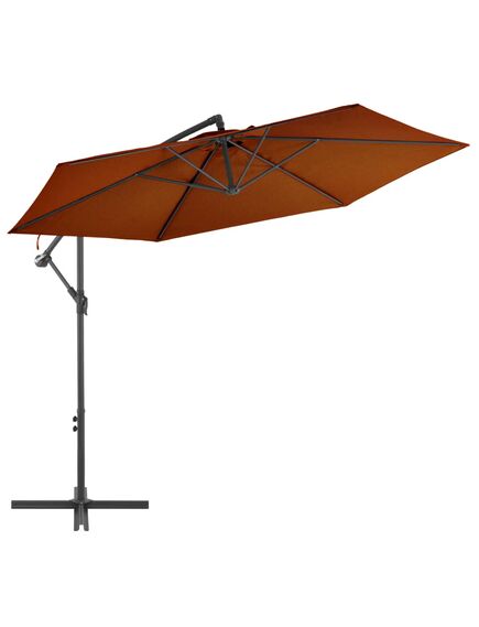 Umbrelă suspendată cu stâlp din aluminiu, cărămiziu, 300 cm