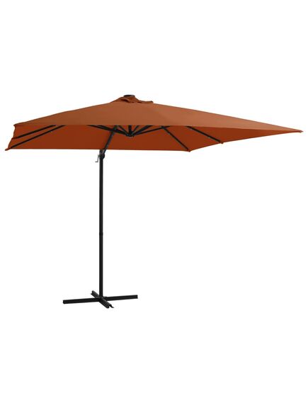 Umbrelă suspendată cu led-uri, cărămiziu, 250x250 cm