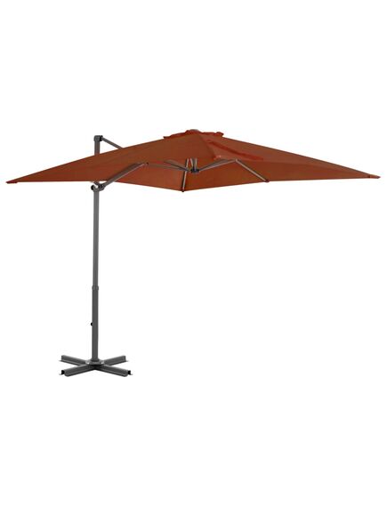 Umbrelă suspendată cu stâlp aluminiu, cărămiziu, 250x250 cm