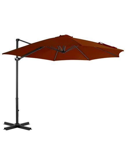 Umbrelă suspendată cu stâlp din aluminiu, cărămiziu, 300 cm