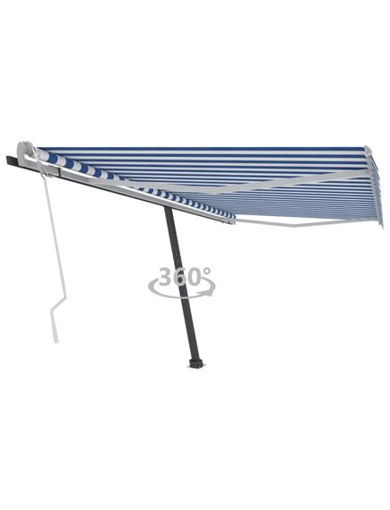 Copertină autonomă retractabilă manual albastru/alb 400x300 cm