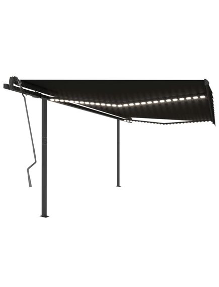 Copertină retractabilă manual, cu led, antracit, 4x3,5 m