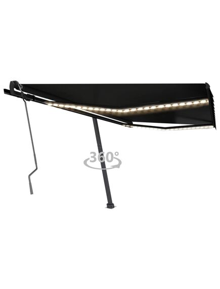 Copertină retractabilă manual cu led, antracit, 400x350 cm