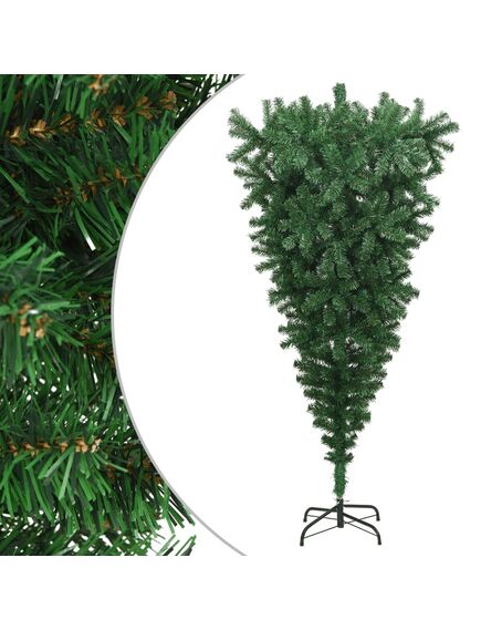 Pom de crăciun artificial inversat, cu suport, verde, 210 cm