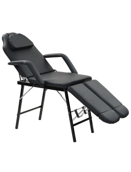 Scaun tratament facial, piele artificială, 185x78x76 cm, negru