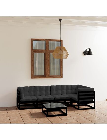 Set mobilier grădină cu perne, 6 piese, lemn masiv pin