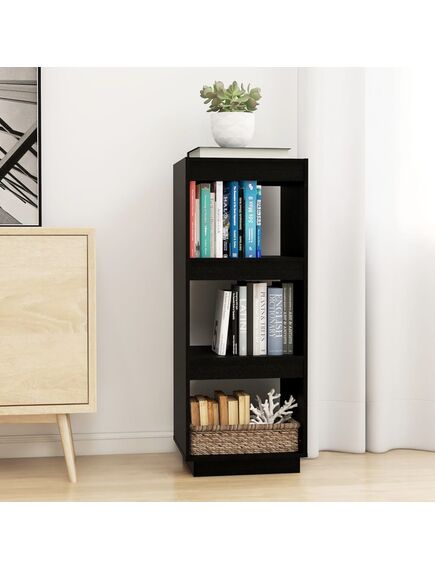 Bibliotecă/separator cameră negru 40x35x103 cm lemn masiv pin