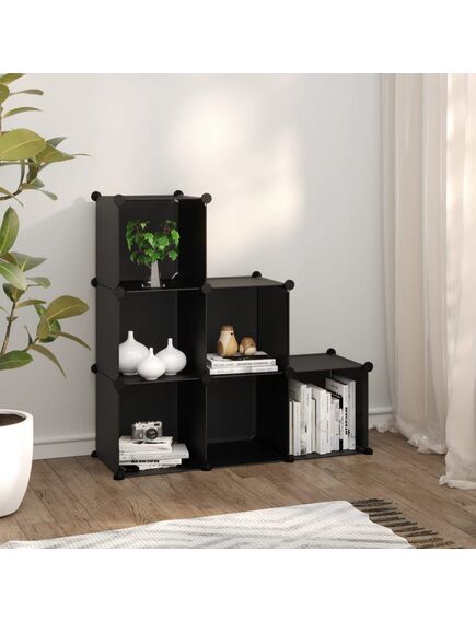 Organizator cub de depozitare, 6 cuburi, negru, pp