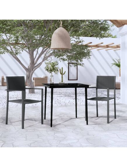 Set mobilier de grădină, 3 piese, negru