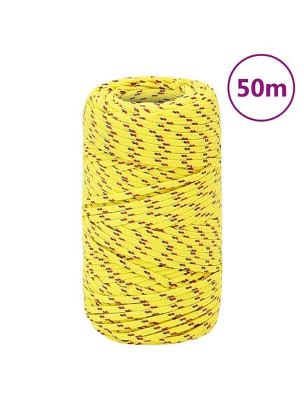 Frânghie de barcă, galben, 2 mm, 50 m, polipropilenă