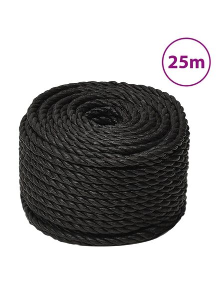 Frânghie de lucru, negru, 14 mm, 25 m, polipropilenă