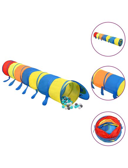 Tunel de joacă pt copii, 250 bile, multicolor, 245 cm poliester