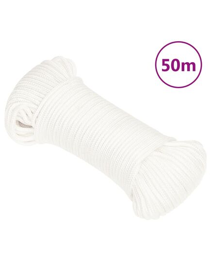 Frânghie de barcă, alb complet, 5 mm, 50 m, polipropilenă