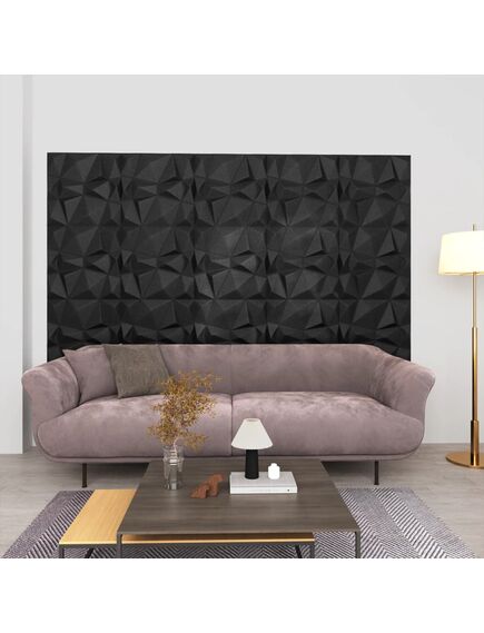 Panouri de perete 3d 12 buc. negru 50x50 cm model diamant 3 m²